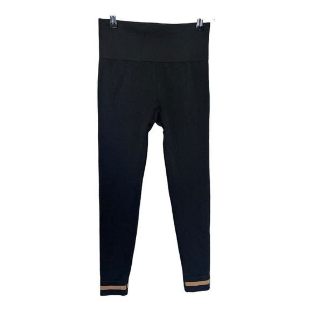 The Upside Womens High-Rise Full-Length Leggings Black Size S Gold Stripe Accent